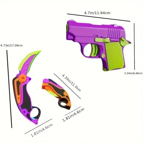 2pcs Fidget Toy Set Claw Knife mini Gun