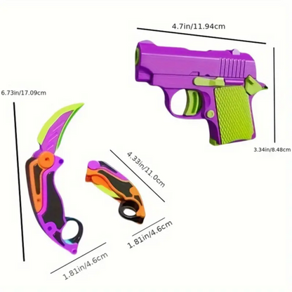 2pcs Fidget Toy Set Claw Knife mini Gun